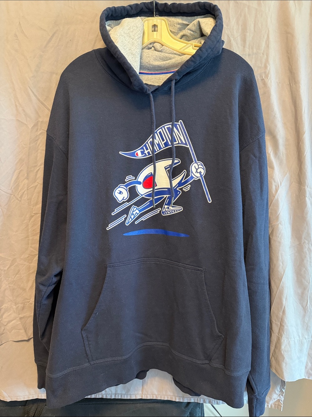 Champion Navy Hooded Sweatshirt with Ski Graphic